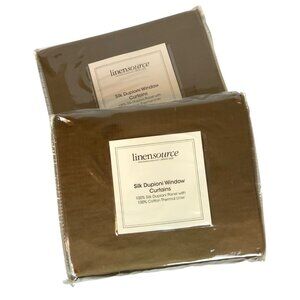 Linensource Silk Dupioni Window Curtains 50x108 Fawn Rod Pocket Cotton Lining
